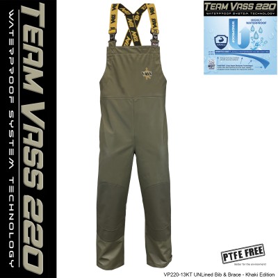 Team Vass 220 Unlined Bib & Brace - Waterproof - Khaki Edition Team Vass 220 Unlined Bib & Brace - Waterproof - Khaki Edition